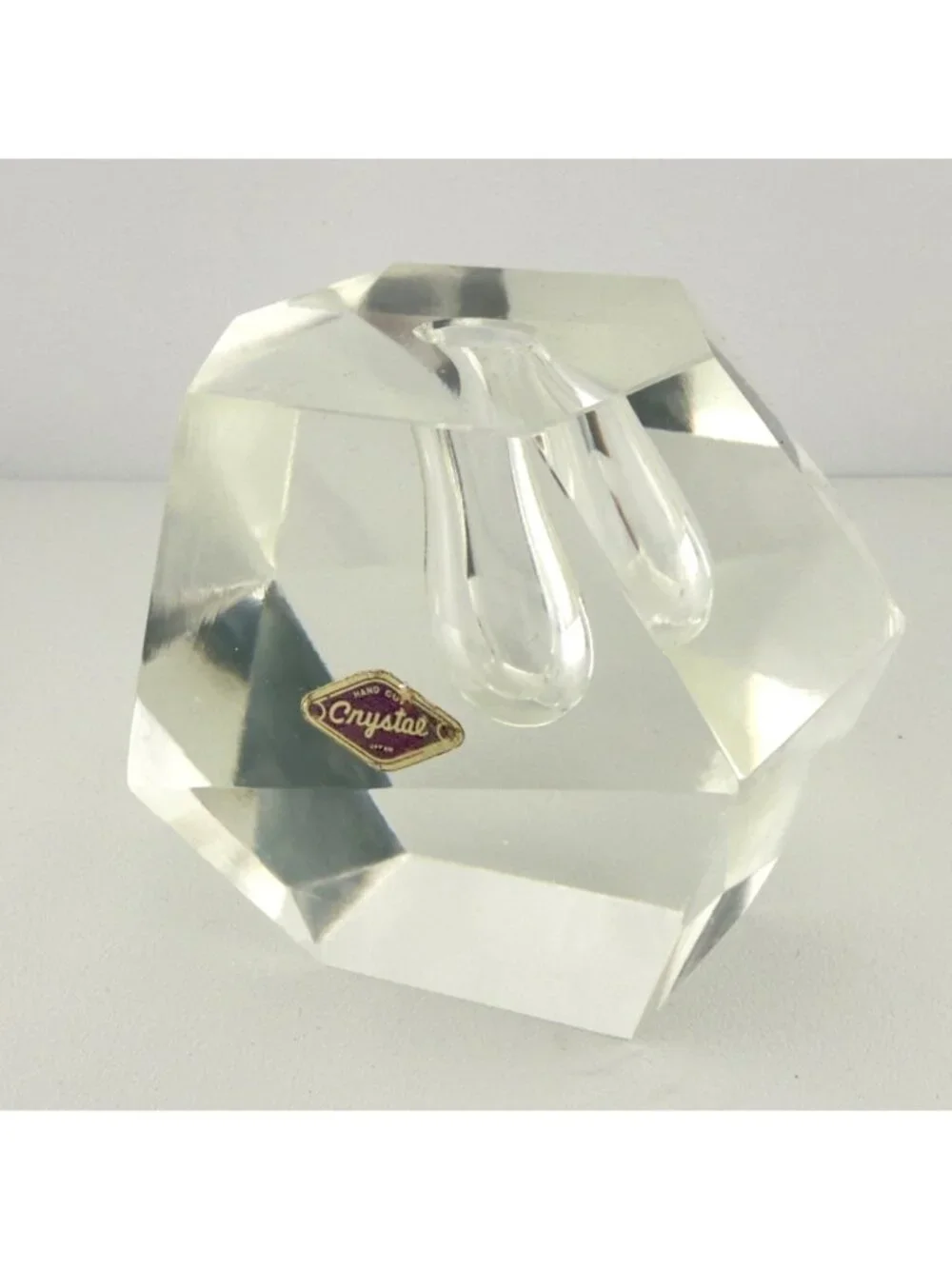 Mid Century Modern Cut Crystal Blossom Vase Paperweight Made in Japan